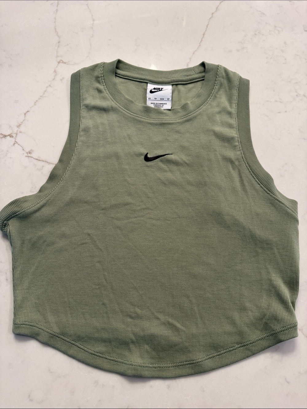 Nike Women’s Sage Green Ribbed Cropped Tank